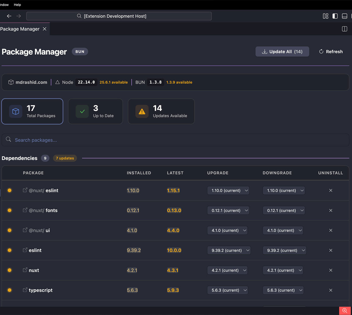 NPM Manager - VS Code extension for managing project dependencies visually.