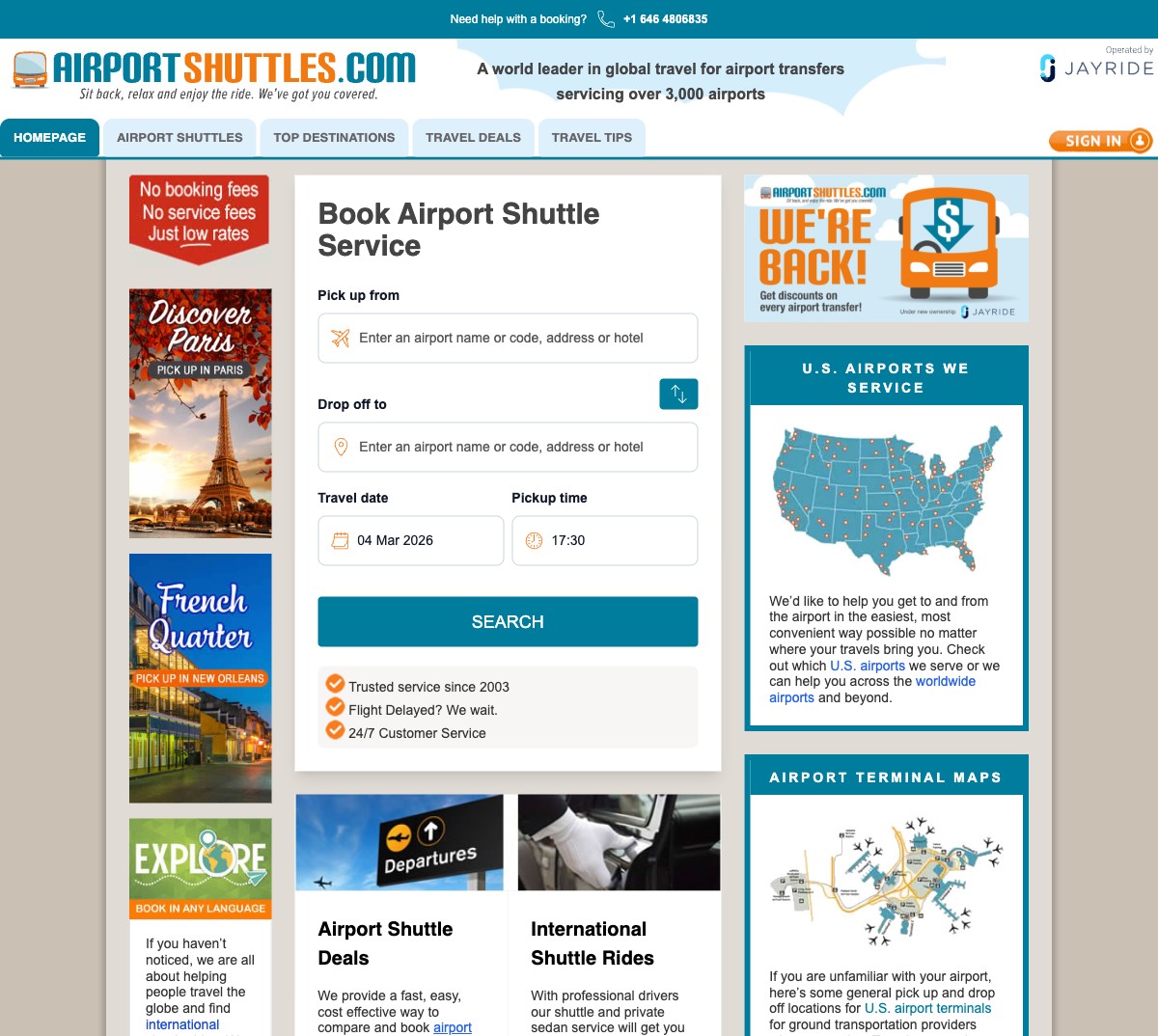AirportShuttles.com - Built search system and core functionality for this global airport transfer platform.