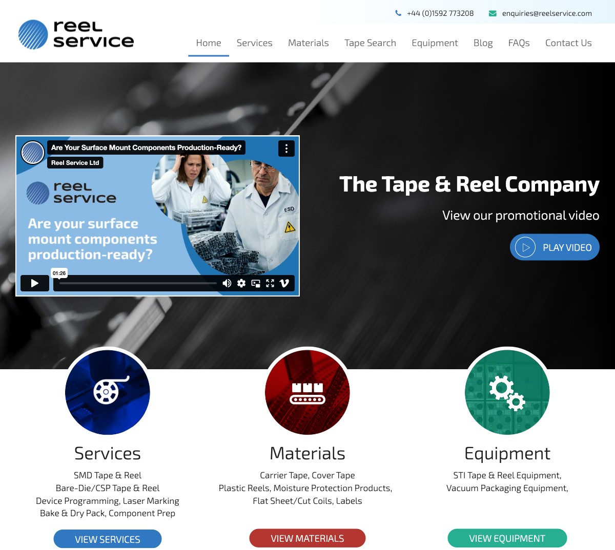 Reelservice.com - WordPress development with PSD to HTML conversion for a UK manufacturing company.